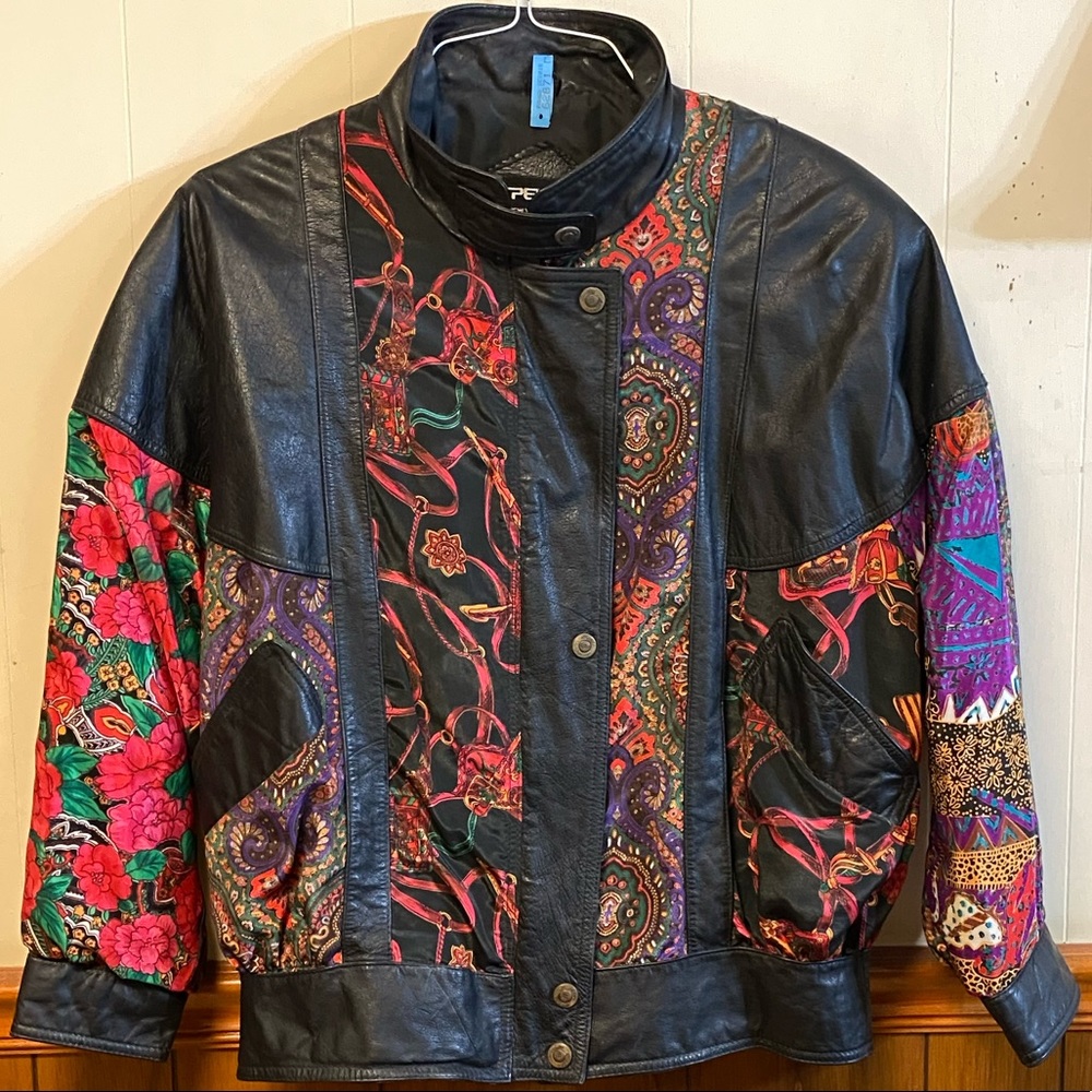 Vintage Leather and Silk Bomber style Jacket